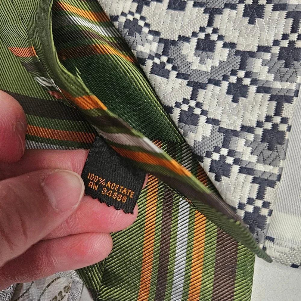 Vintage Mens Necktie Lot 5pc 70s Retro Stripes Geometric‎ Qiana Silk Cuzzens